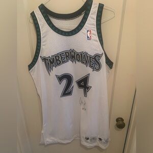 Game Issued Auto Tom Gugliotta Champion Home WhiteTimberwolves Jersey SZ 48+3